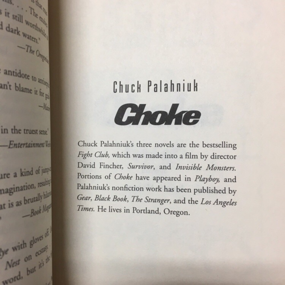“Choke” by Chuck Pahalniuk - Picture 3 of 4